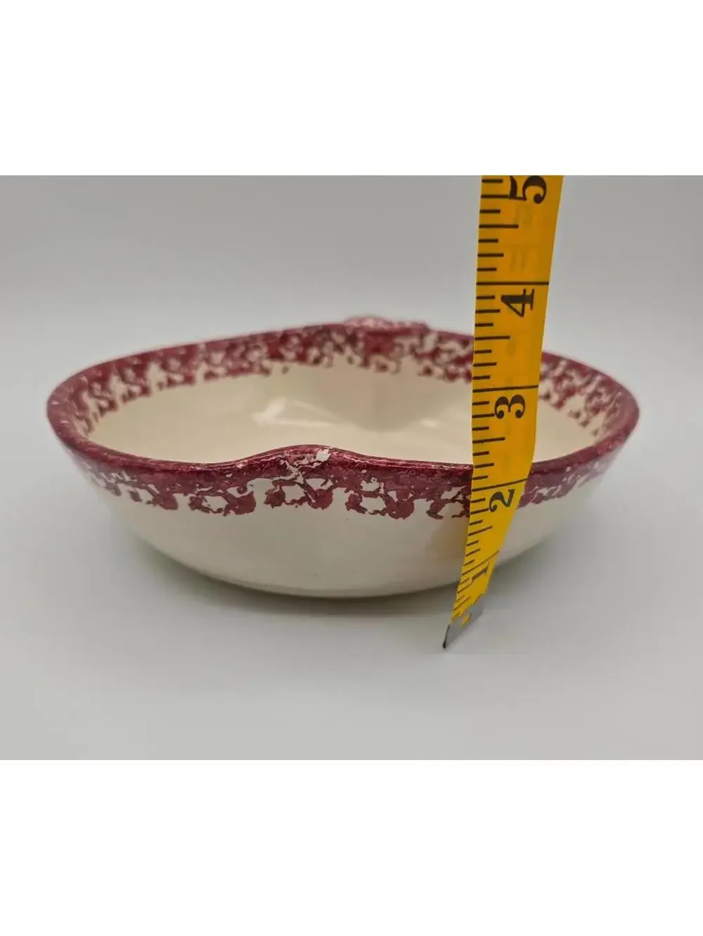 Vintage Washington Apple Pottery Apple Shape Dish w/Recipe Bottom Red Spongeware